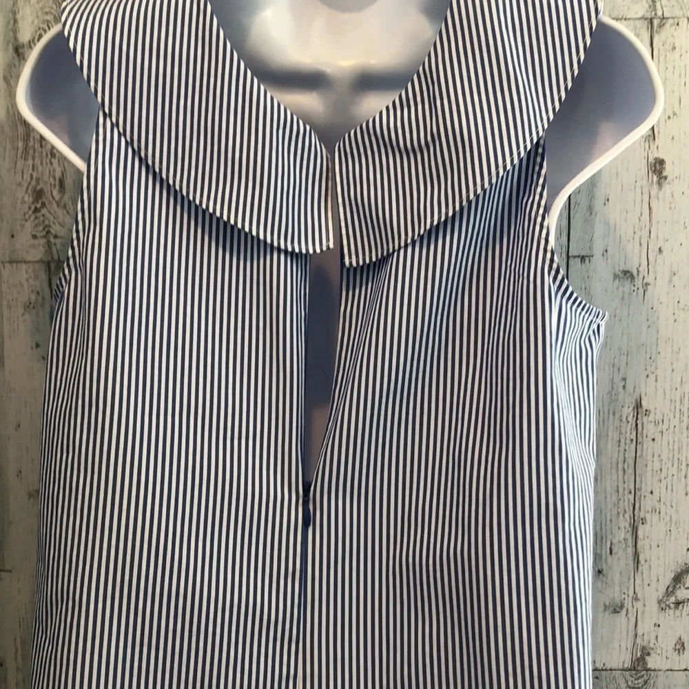 J.Crew Ruffled V-Neck Stripe Sleeveless Top 2 - Picture 6 of 11